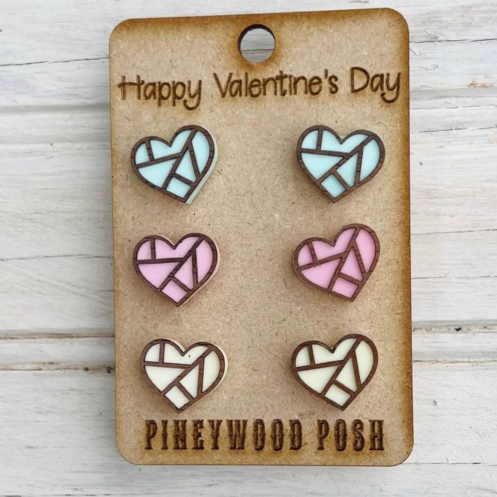 Valentines Heart Stud Earrings